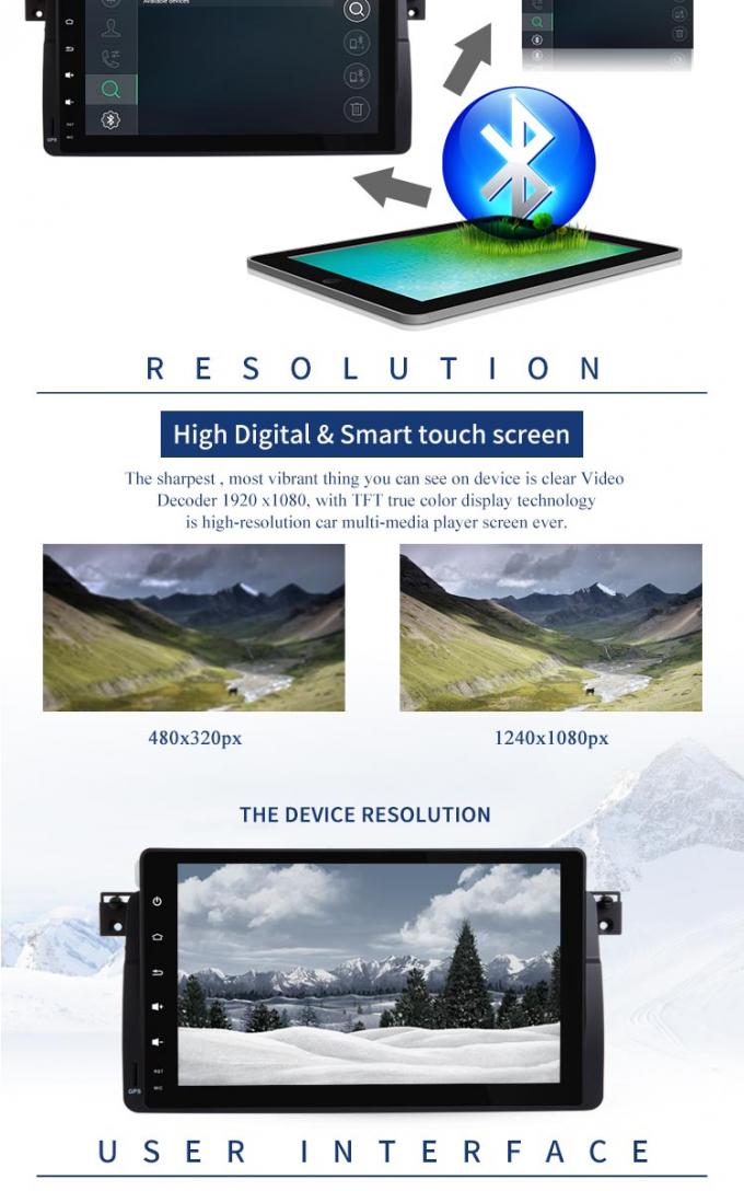 Lettore DVD a 9 pollici di BMW GPS del touch screen costruito in GPS Android 7,1 per E46