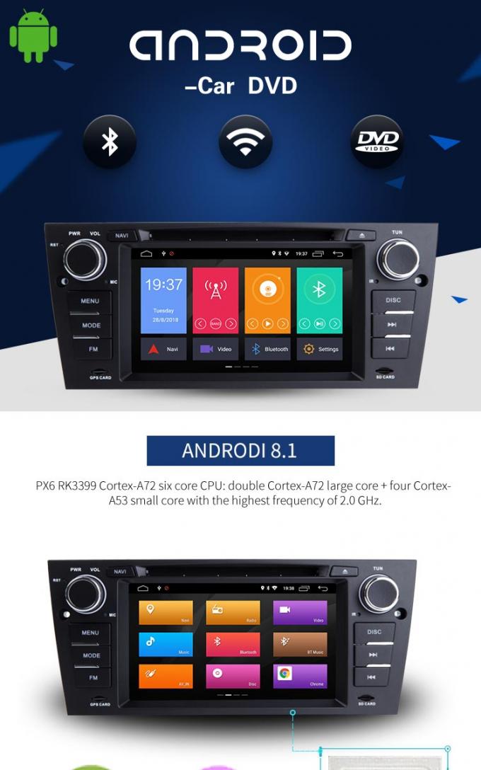 Sistema automatico Bluetooth del lettore DVD PX6 Android 8,1 di BMW GPS della radio dell'automobile - permesso a
