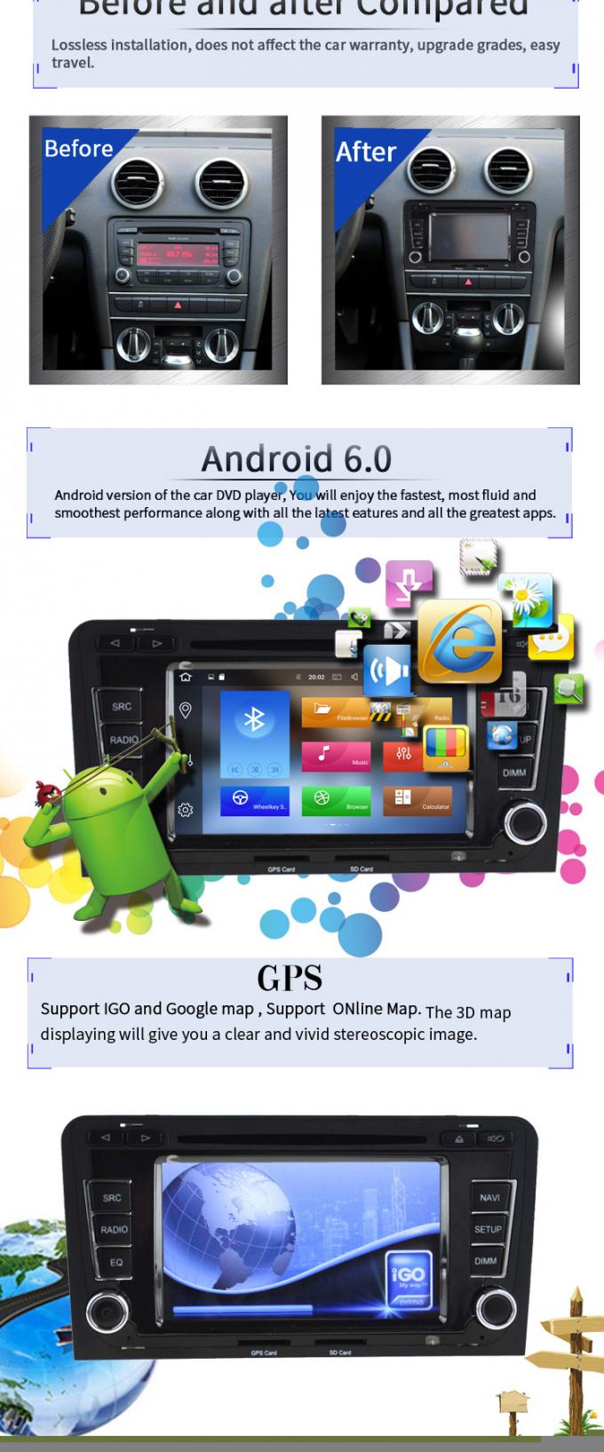 Lettore DVD dell'automobile dei Gps Android Audi del touch screen con Bluetooth Playstore