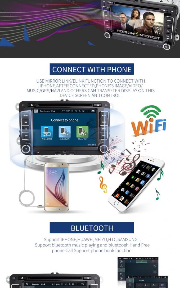 Android 8,0 Bluetooth - navigazione permessa a dei Gps del lettore DVD dell'automobile per golf 5 di VW B6