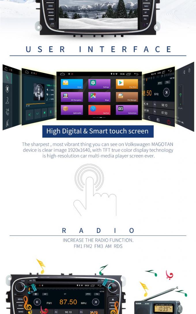 Lettore DVD di spedizione di Android 8,1 Ford con stereotipia della radio di multimedia di navigazione di GPS