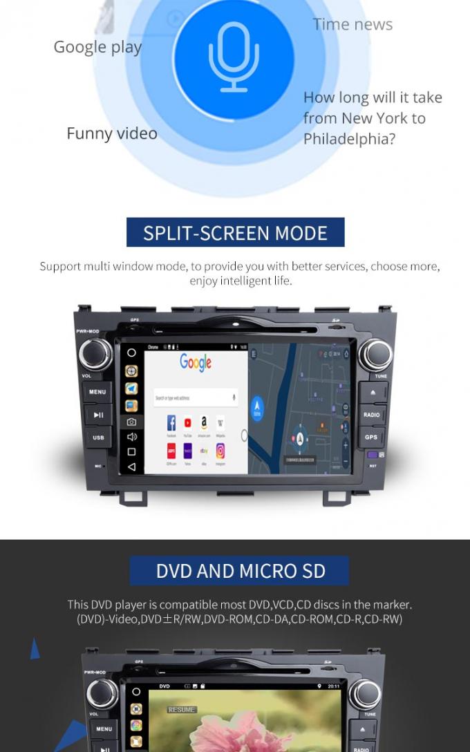 Lettore DVD dell'automobile di Android 8,1 Honda con la macchina fotografica della parte posteriore della LIMANDA TPMS di DVR