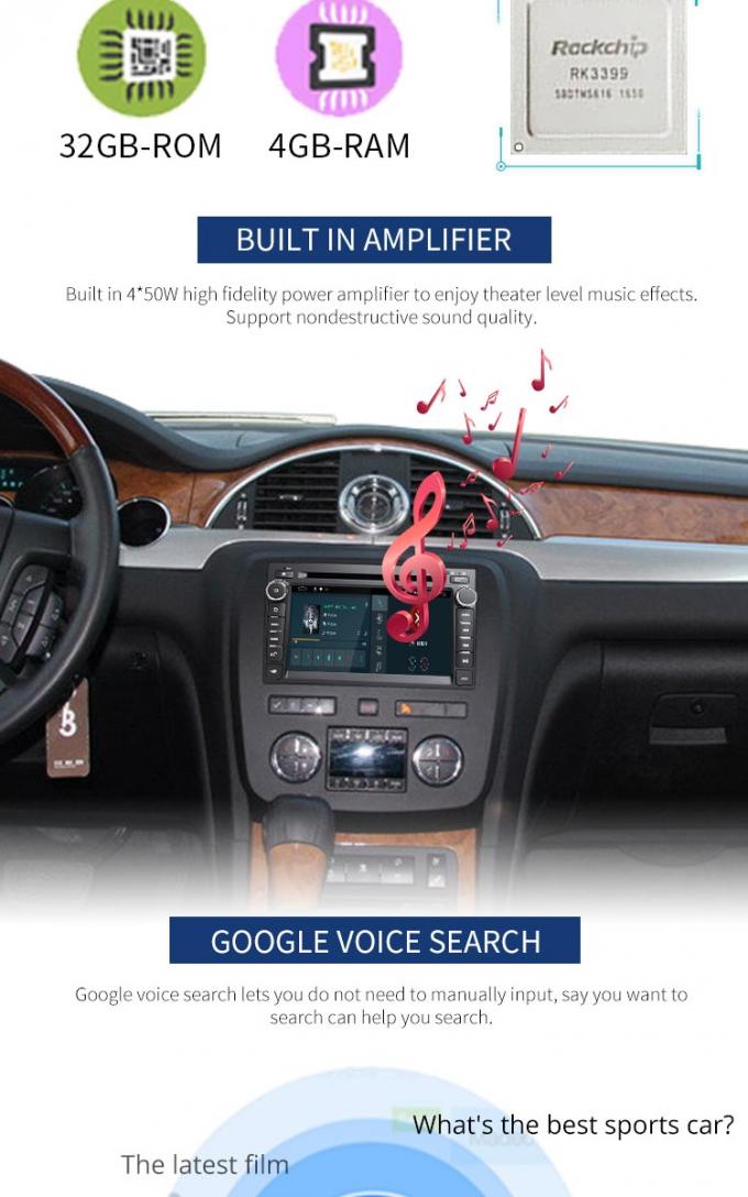 Stereotipia dell'automobile della radio di Android di navigazione di GPS, collegamento dello specchio fornito lettore DVD di baccano del doppio dell'automobile di Buick