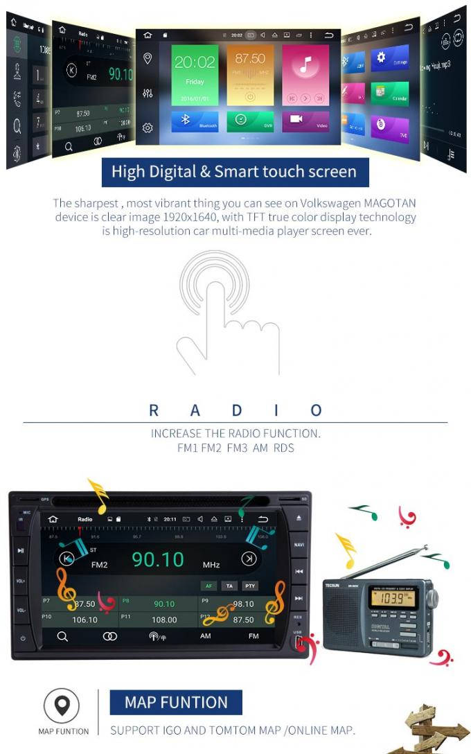 Mappa stereo dell'AUXINA di FM del giocatore di Android 8,0 Uuniversal dell'automobile a 7 pollici del touch screen
