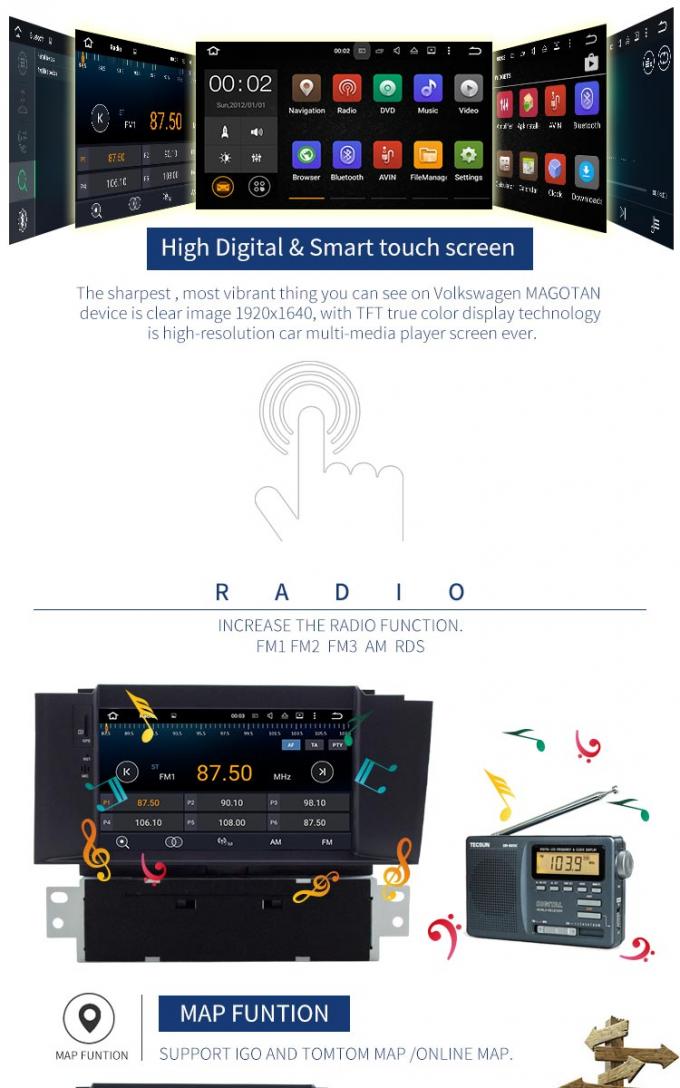 Lettore DVD stereo dell'automobile di Android 7,1 Citroen con la LIMANDA MP3 MP5 di FM RDS