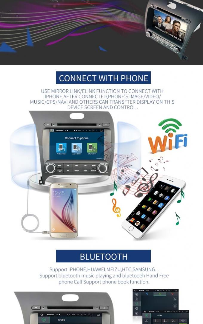 Radio WiFi LD8.0-5509 AUS. del lettore DVD dell'automobile di KIA K3 8,0 Bluetooth Android video