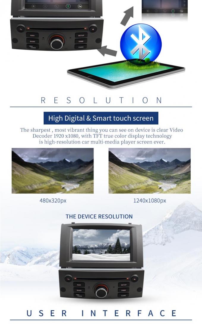 Lettore DVD a 7 pollici PX3 4Core di Android 7,1 Peugeot con la mappa GPS dell'AUXINA