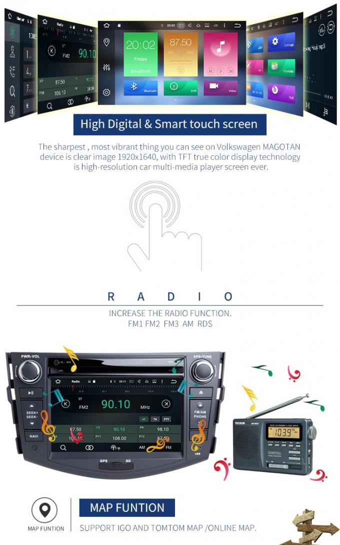 Giocatore stereo di GPS Toyota dell'automobile incorporata del touch screen con il video AUS. di Wifi BT GPS
