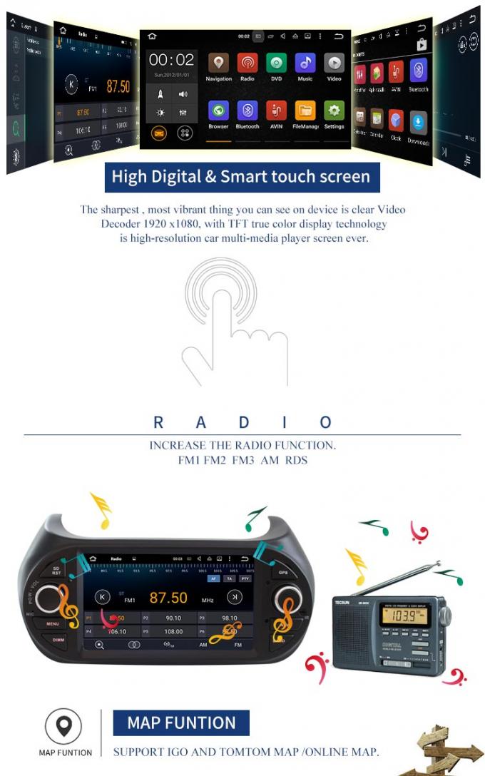Giocatore stereo Android 7,1 di DVD dell'automobile per la radio di deviazione standard USB di Fiorion GPS