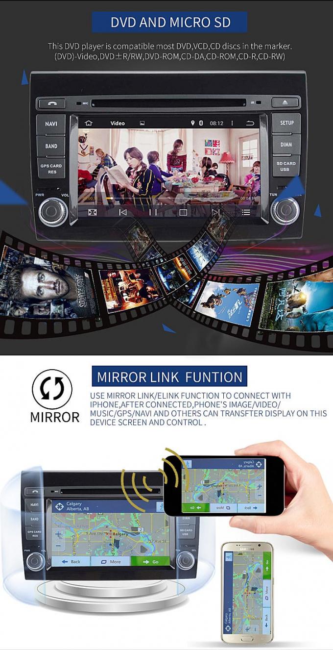 Lettore DVD Android 7,1 dell'automobile del touch screen con stereotipia radiofonica Mp4 per il BRAVO