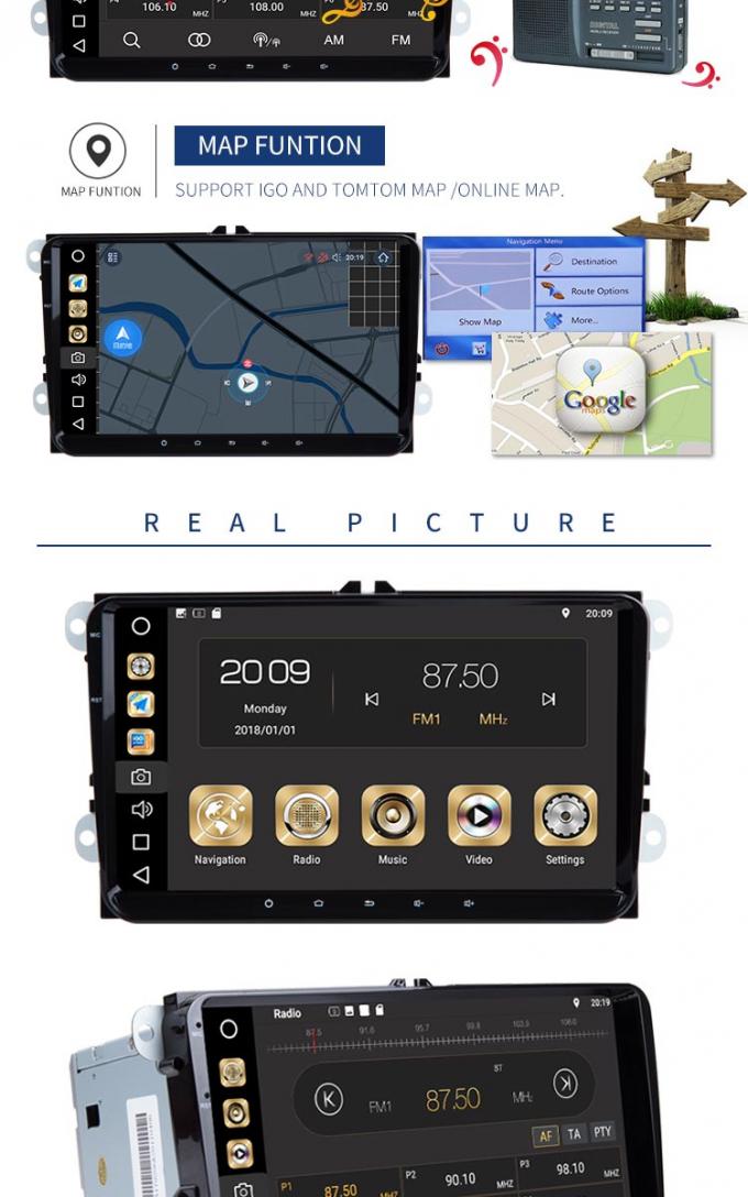 Lettore DVD dell'automobile di Android 8,1 per la mappa di GPS 3G WIFI USB della radio di Volkswagen Canbus